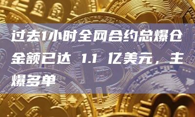 过去1小时全网合约总爆仓金额已达 1.1 亿美元，主爆多单