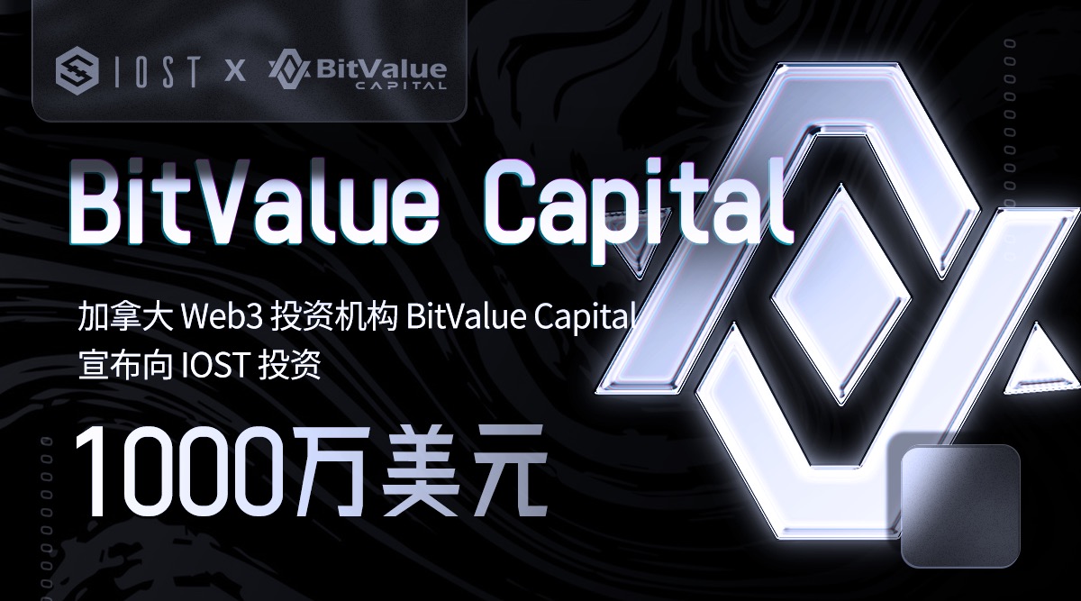 加拿大 Web3 投资机构 BitValue Capital 宣布向 IOST 投资1000万美元插图 加拿大 Web3 投资机构 BitValue Capital 宣布向 IOST 投资1000万美元