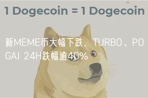 新MEME币大幅下跌，TURBO、POGAI 24H跌幅逾40%