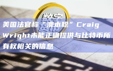 美国法官称“澳本聪”Craig Wright未能正确提供与比特币所有权相关的信息