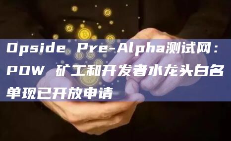 Opside Pre-Alpha测试网：POW 矿工和开发者水龙头白名单现已开放申请