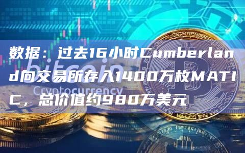 数据：过去16小时Cumberland向交易所存入1400万枚MATIC，总价值约980万美元