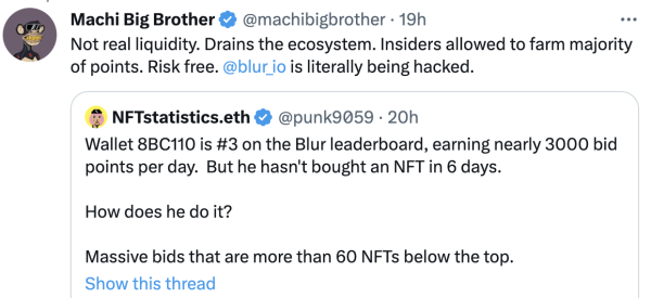 Blur被爆积分排名有黑幕!黄立成:Blur流动性都是假的插图1 Blur被爆积分排名有黑幕!黄立成:Blur流动性都是假的