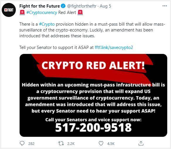 加密红色警报:加密领域正加强游说以阻止通过基础设施法案插图 加密红色警报:加密领域正加强游说以阻止通过基础设施法案