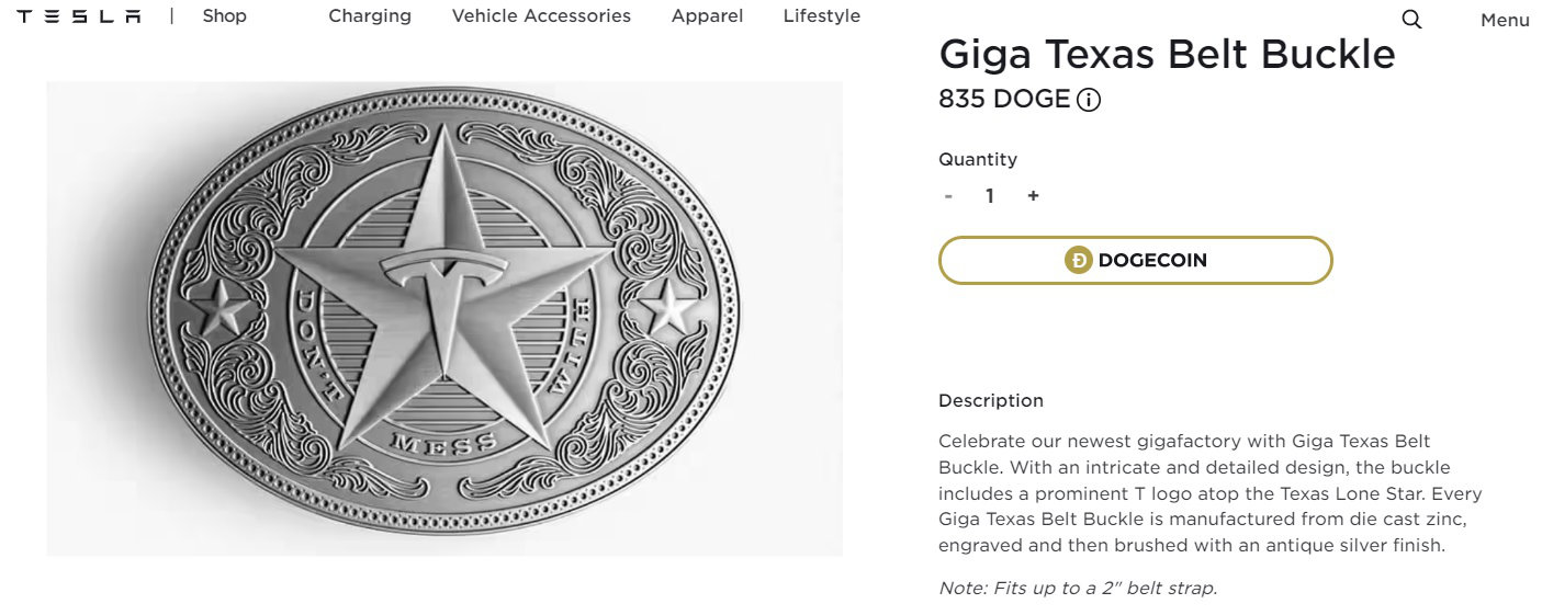 Tesla Begins Accepting Dogecoin Payments — Some Merchandise Can On Be Purchased With DOGE 特斯拉开始接受狗狗币支付,一些商品只能用狗狗币购买