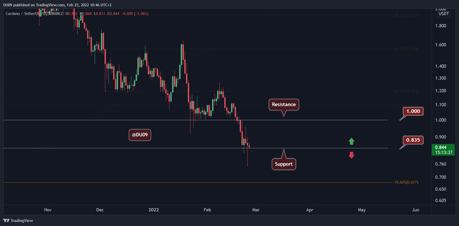 2月25日加密货币行情分析：以太坊、Ripple、Cardano、Luna和Shiba Inu