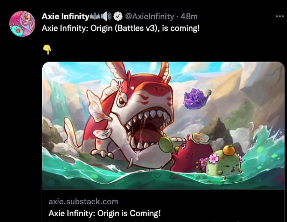 今日热点|Axie Infinity: Origin (Battles V3) 即将发布插图1 今日热点|Axie Infinity: Origin (Battles V3) 即将发布