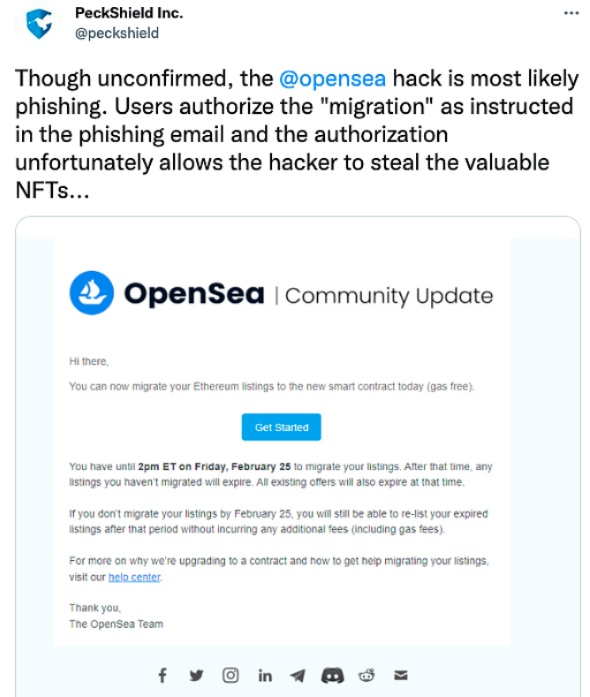 OpenSea新迁移合约疑似出现bug，攻击者正窃取大量高价值NFT
