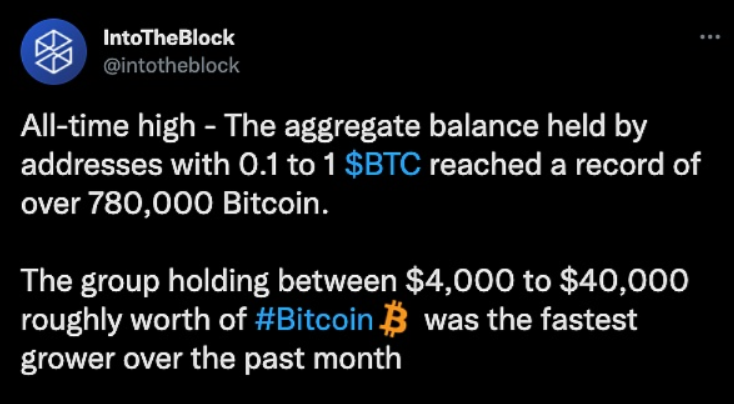 今日热点0306|持有0.1到1枚BTC的地址余额达到历史新高插图2 今日热点0306|持有0.1到1枚BTC的地址余额达到历史新高